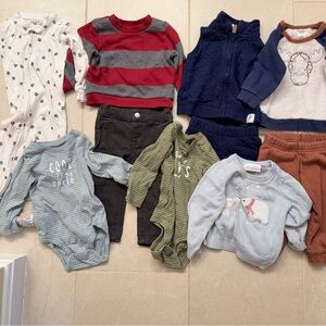 Carter’s Baby Boys 12 Months Onesies, Sweater, Sweatshirt set,Vest Bundles of 10